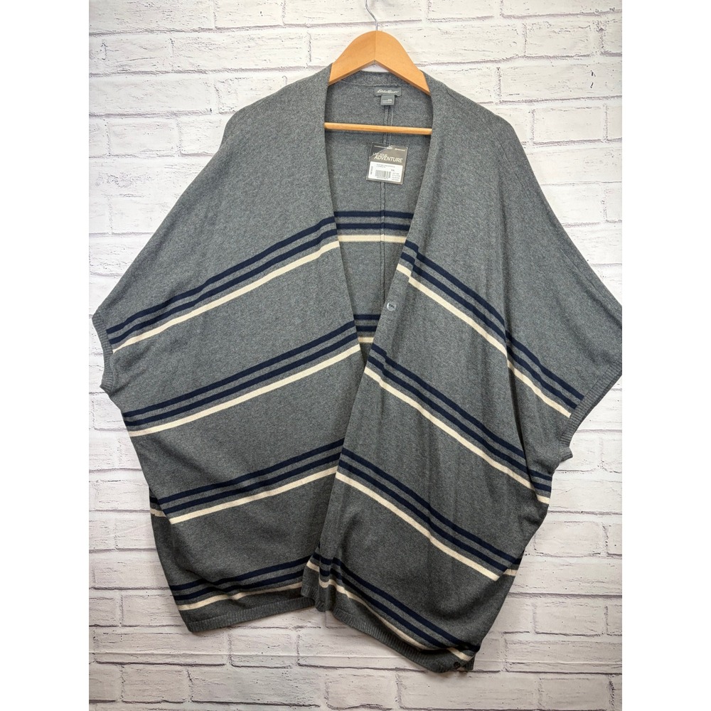 NWT Eddie Bauer Easy Open Poncho Style Striped Wrap Cardigan Women's Size 2XL